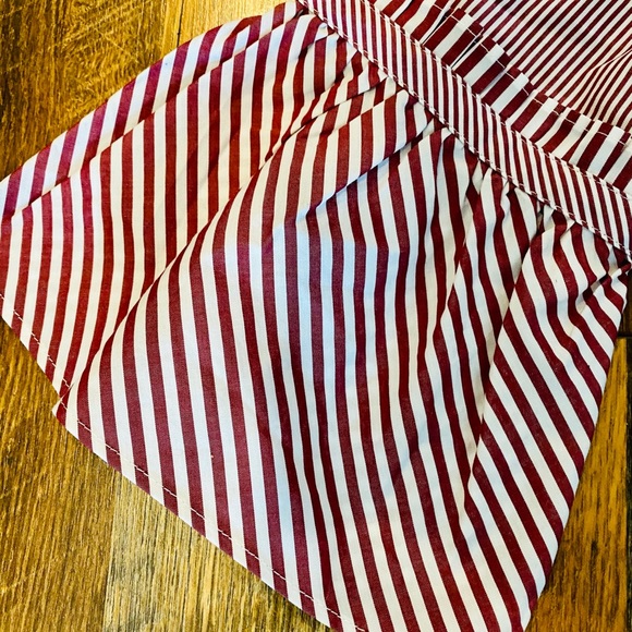 TALBOTS Mixed Striped Flounce Sleeve Ruffle Top - Picture 7 of 10